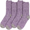 image:imageBambooMN Womens Soft Fuzzy Warm Cozy Striped Solid Socks  4 Pair Value PacksSolid Purple Grey