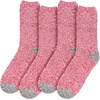 image:imageBambooMN Womens Soft Fuzzy Warm Cozy Striped Solid Socks  4 Pair Value PacksSolid Red Grey