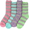 image:imageBambooMN Womens Soft Fuzzy Warm Cozy Striped Solid Socks  4 Pair Value PacksStripe 4d