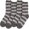 image:imageBambooMN Womens Soft Fuzzy Warm Cozy Striped Solid Socks  4 Pair Value PacksStripe Black Grey