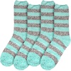 image:imageBambooMN Womens Soft Fuzzy Warm Cozy Striped Solid Socks  4 Pair Value PacksStripe Blue Grey