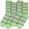 image:imageBambooMN Womens Soft Fuzzy Warm Cozy Striped Solid Socks  4 Pair Value PacksStripe Green Grey