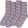 image:imageBambooMN Womens Soft Fuzzy Warm Cozy Striped Solid Socks  4 Pair Value PacksStripe Purple Grey