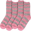 image:imageBambooMN Womens Soft Fuzzy Warm Cozy Striped Solid Socks  4 Pair Value PacksStripe Red Grey