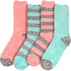image:imageBambooMN Womens Soft Fuzzy Warm Cozy Striped Solid Socks  4 Pair Value PacksStripe Solid 4a