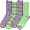 image:imageBambooMN Womens Soft Fuzzy Warm Cozy Striped Solid Socks  4 Pair Value PacksStripe Solid 4b