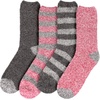 image:imageBambooMN Womens Soft Fuzzy Warm Cozy Striped Solid Socks  4 Pair Value PacksStripe Solid 4c