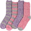 image:imageBambooMN Womens Soft Fuzzy Warm Cozy Striped Solid Socks  4 Pair Value PacksStripe Solid 4d