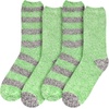 image:imageBambooMN Womens Soft Fuzzy Warm Cozy Striped Solid Socks  4 Pair Value PacksStripe Solid Green Grey