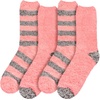 image:imageBambooMN Womens Soft Fuzzy Warm Cozy Striped Solid Socks  4 Pair Value PacksStripe Solid Pink Grey