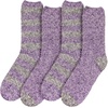 image:imageBambooMN Womens Soft Fuzzy Warm Cozy Striped Solid Socks  4 Pair Value PacksStripe Solid Purple Grey