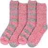 image:imageBambooMN Womens Soft Fuzzy Warm Cozy Striped Solid Socks  4 Pair Value PacksStripe Solid Red Grey