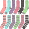 image:imageBambooMN Womens Soft Fuzzy Warm Cozy Striped Solid Socks  Assorted Value Packs12a
