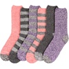 image:imageBambooMN Womens Soft Fuzzy Warm Cozy Striped Solid Socks  Assorted Value PacksMix 6c