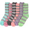 image:imageBambooMN Womens Soft Fuzzy Warm Cozy Striped Solid Socks  Assorted Value PacksStripe 6a