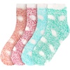 image:imageBambooMN Womens Soft Warm Fuzzy Fluffy Polka Dot Cuff Crew Home SocksAssortment 4a