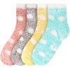 image:imageBambooMN Womens Soft Warm Fuzzy Fluffy Polka Dot Cuff Crew Home SocksAssortment 4c