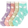 image:imageBambooMN Womens Soft Warm Fuzzy Fluffy Polka Dot Cuff Crew Home SocksAssortment 4d