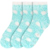 image:imageBambooMN Womens Soft Warm Fuzzy Fluffy Polka Dot Cuff Crew Home SocksLight Blue