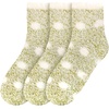 image:imageBambooMN Womens Soft Warm Fuzzy Fluffy Polka Dot Cuff Crew Home SocksOlive Green
