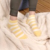 image:imageBambooMN Womens Super Soft Aloe Infused Fuzzy Nylon Spa Socks  Size 912  Assortment D  3 PairsYellow Stripes