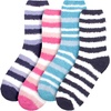image:imageBambooMN Womens Super Soft Warm Microfiber Fuzzy Cozy Home Stripe Socks  AssortmentsAssortment S02