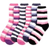 image:imageBambooMN Womens Super Soft Warm Microfiber Fuzzy Cozy Home Stripe Socks  AssortmentsAssortment S5