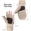 image:imageBambooMN Wool Acrylic Knitted Winter Convertible Half Fingerless Glove Mittens ComboBeige