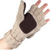 image:imageBambooMN Wool Acrylic Knitted Winter Convertible Half Fingerless Glove Mittens ComboBeige