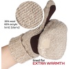 image:imageBambooMN Wool Acrylic Knitted Winter Convertible Half Fingerless Glove Mittens ComboBeige