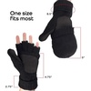 image:imageBambooMN Wool Acrylic Knitted Winter Convertible Half Fingerless Glove Mittens ComboBlack