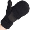 image:imageBambooMN Wool Acrylic Knitted Winter Convertible Half Fingerless Glove Mittens ComboBlack