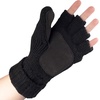 image:imageBambooMN Wool Acrylic Knitted Winter Convertible Half Fingerless Glove Mittens ComboBlack