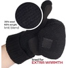 image:imageBambooMN Wool Acrylic Knitted Winter Convertible Half Fingerless Glove Mittens ComboBlack