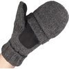 image:imageBambooMN Wool Acrylic Knitted Winter Convertible Half Fingerless Glove Mittens ComboDark Grey