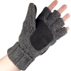 image:imageBambooMN Wool Acrylic Knitted Winter Convertible Half Fingerless Glove Mittens ComboDark Grey