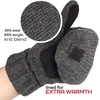 image:imageBambooMN Wool Acrylic Knitted Winter Convertible Half Fingerless Glove Mittens ComboDark Grey