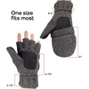 image:imageBambooMN Wool Acrylic Knitted Winter Convertible Half Fingerless Glove Mittens ComboDark Grey