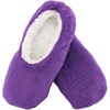 image:imageBambooMN Adult Patterned Plush Home Travel NonSlip SlipOn Slippers15 Solid Purple