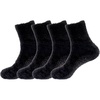 image:imageBambooMN Mens Feather Light Fuzzy Socks with No Slip Grips  4 Pair Value Packs08  Black