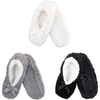 image:imageBambooMN Soft Touch Warm Cozy Fuzzy NonSlip Lined SlipOn Slippers Socks for Adult Women Indoor Travel House Slippers 3 PairsAssortment B