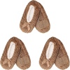 image:imageBambooMN Soft Touch Warm Cozy Fuzzy NonSlip Lined SlipOn Slippers Socks for Adult Women Indoor Travel House Slippers 3 PairsColor 11