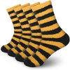 image:imageBambooMN Womens Fuzzy Team Spirit Socks  Super Soft Microfiber Game Day Sports Socks  4 PairsBlack  Yellow