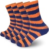 image:imageBambooMN Womens Fuzzy Team Spirit Socks  Super Soft Microfiber Game Day Sports Socks  4 PairsOrange  Blue