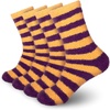 image:imageBambooMN Womens Fuzzy Team Spirit Socks  Super Soft Microfiber Game Day Sports Socks  4 PairsPurple  Gold