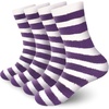 image:imageBambooMN Womens Fuzzy Team Spirit Socks  Super Soft Microfiber Game Day Sports Socks  4 PairsPurple  White