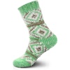 image:imageBambooMN Womens Slipper Socks  Thick Vintage Sweater Patterned Cabin Crew SocksGreen