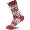 image:imageBambooMN Womens Slipper Socks  Thick Vintage Sweater Patterned Cabin Crew SocksRed