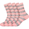 image:imageBambooMN Womens Soft Fuzzy Warm Cozy Striped Solid Socks  4 Pair Value PacksStripe Pink Grey