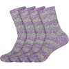 image:imageBambooMN Womens Soft Fuzzy Warm Cozy Striped Solid Socks  4 Pair Value PacksStripe Purple Grey